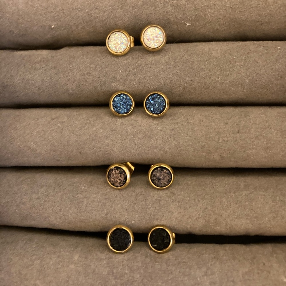 Handmade Druzy Earrings, 4 pair